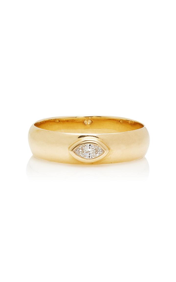 Zoe Chicco 14k Half Round Ring With Bezel Set Marquis Diamond