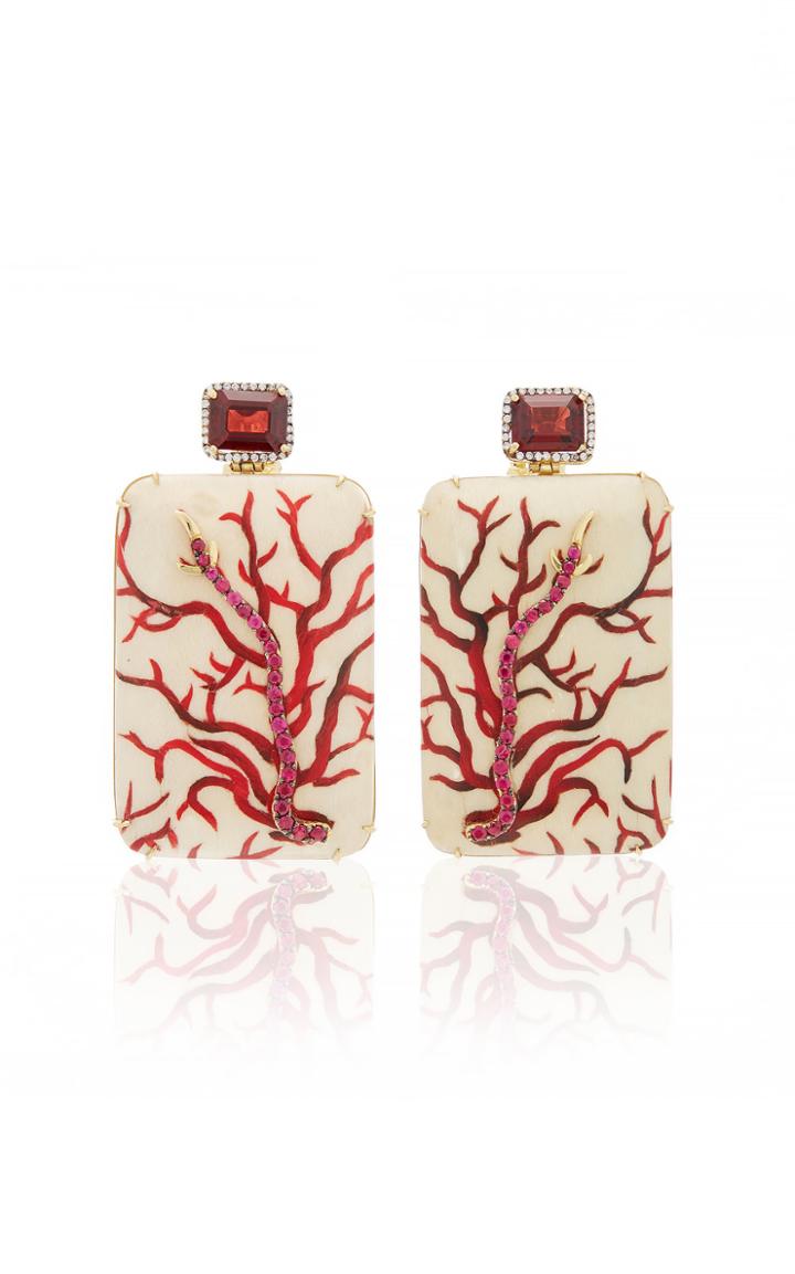 Silvia Furmanovich Marquetry Coral Earrings