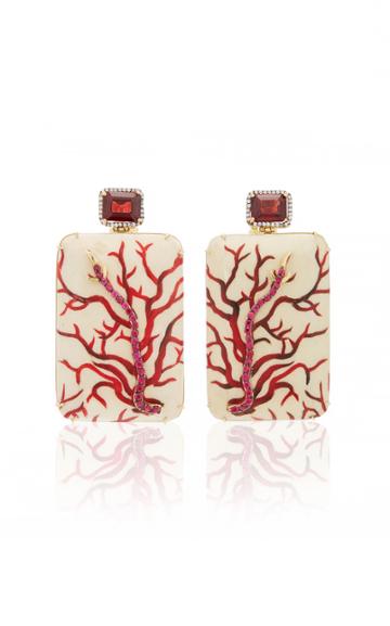 Silvia Furmanovich Marquetry Coral Earrings