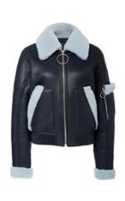 Cdric Charlier Collared Faux Leather Moto Bomber Jacket