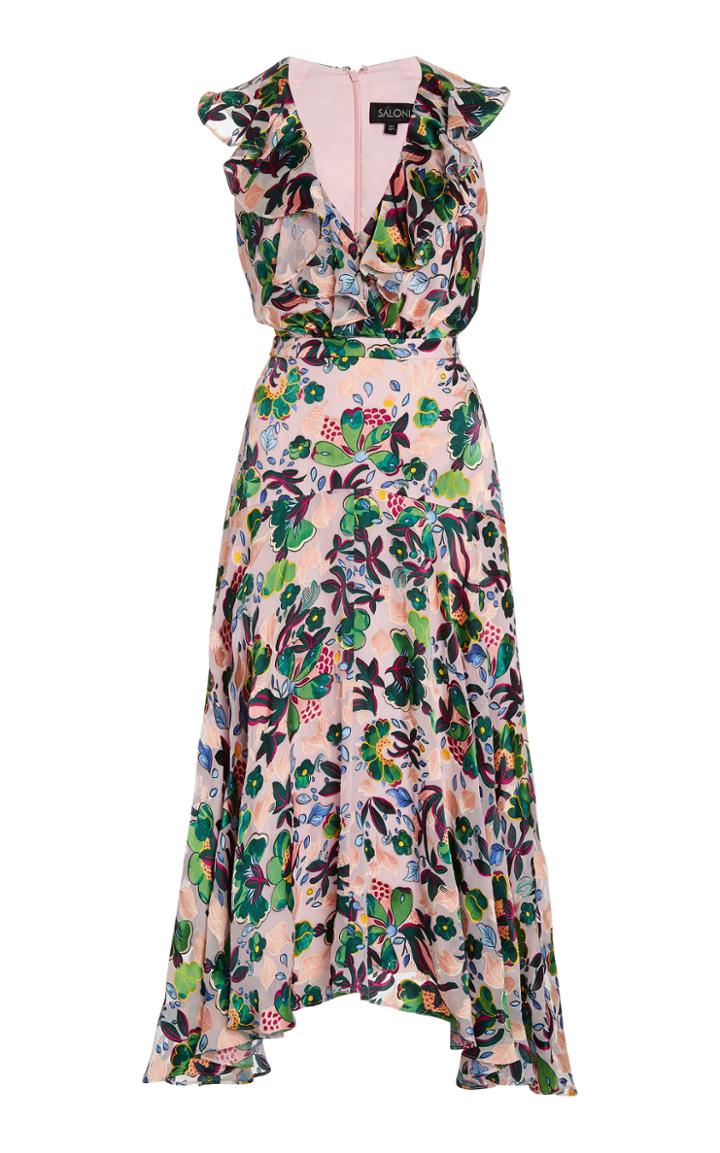 Saloni Rita Printed Chiffon Midi Dress