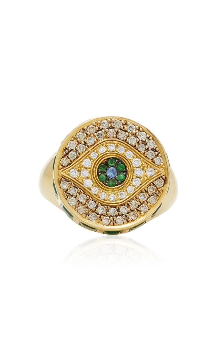 Moda Operandi Ileana Makri 18k Dawn Evil Eye Chevalier Ring Size: 4