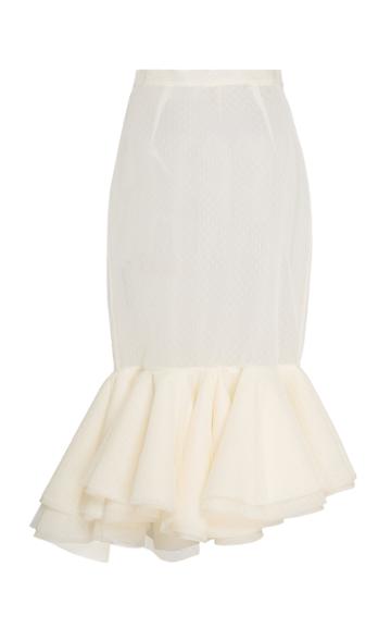 Brock Collection Passiflora Fitted Dotted Tulle Trumpet Skirt