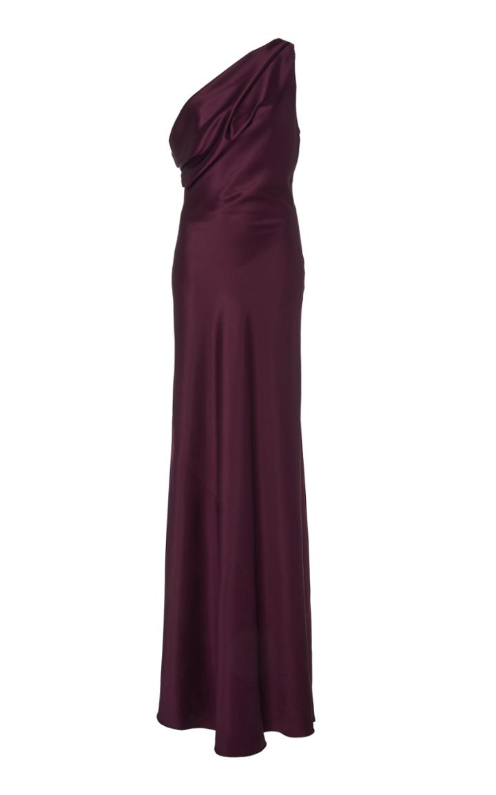 Cushnie Draped One-shoulder Silk-satin Gown