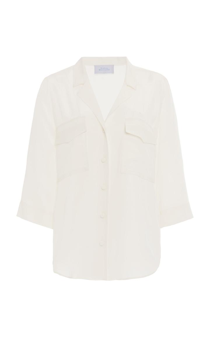 Moda Operandi Luisa Beccaria Patch Pocket Embellished Crepe Top Size: 38