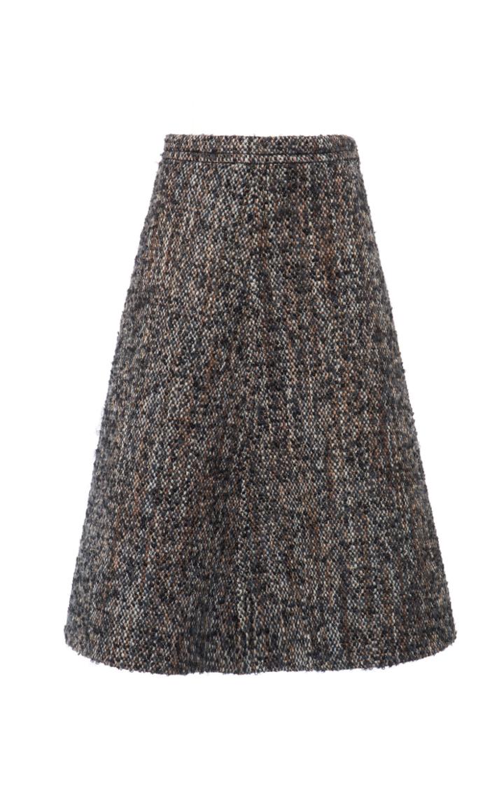 Miu Miu Tweed Boucle A-line Midi Skirt