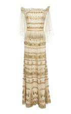 Alexandra Vidal Hand Embroidered Beaded Off The Shoulder Gown