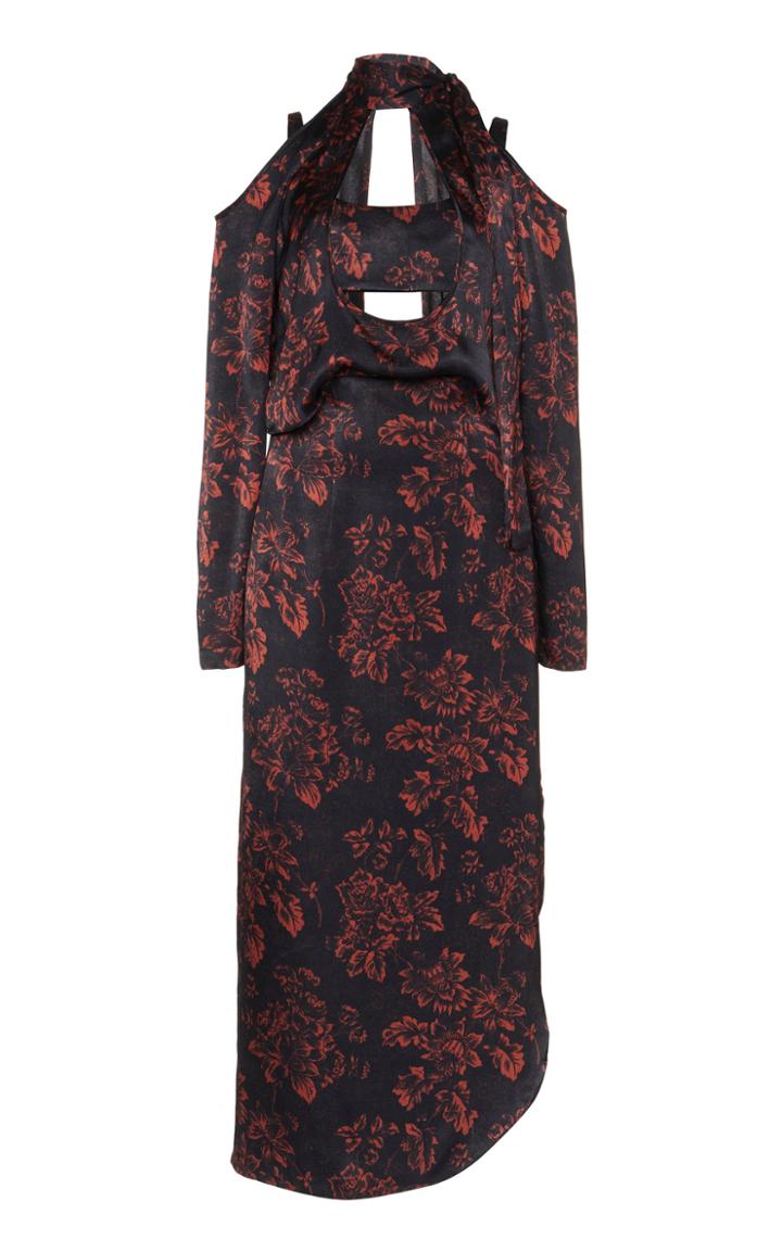 Moda Operandi Matriel Printed Double-layered Cut-out Dress