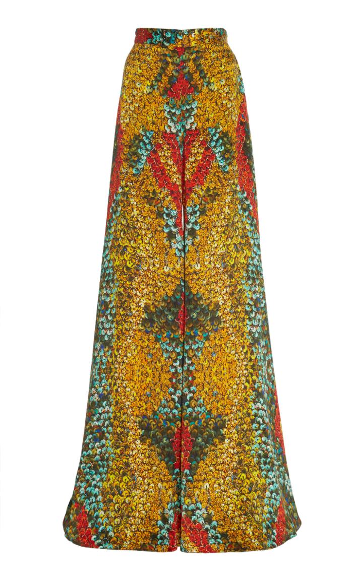 Naeem Khan Sequin Print Silk Wide-leg Pants