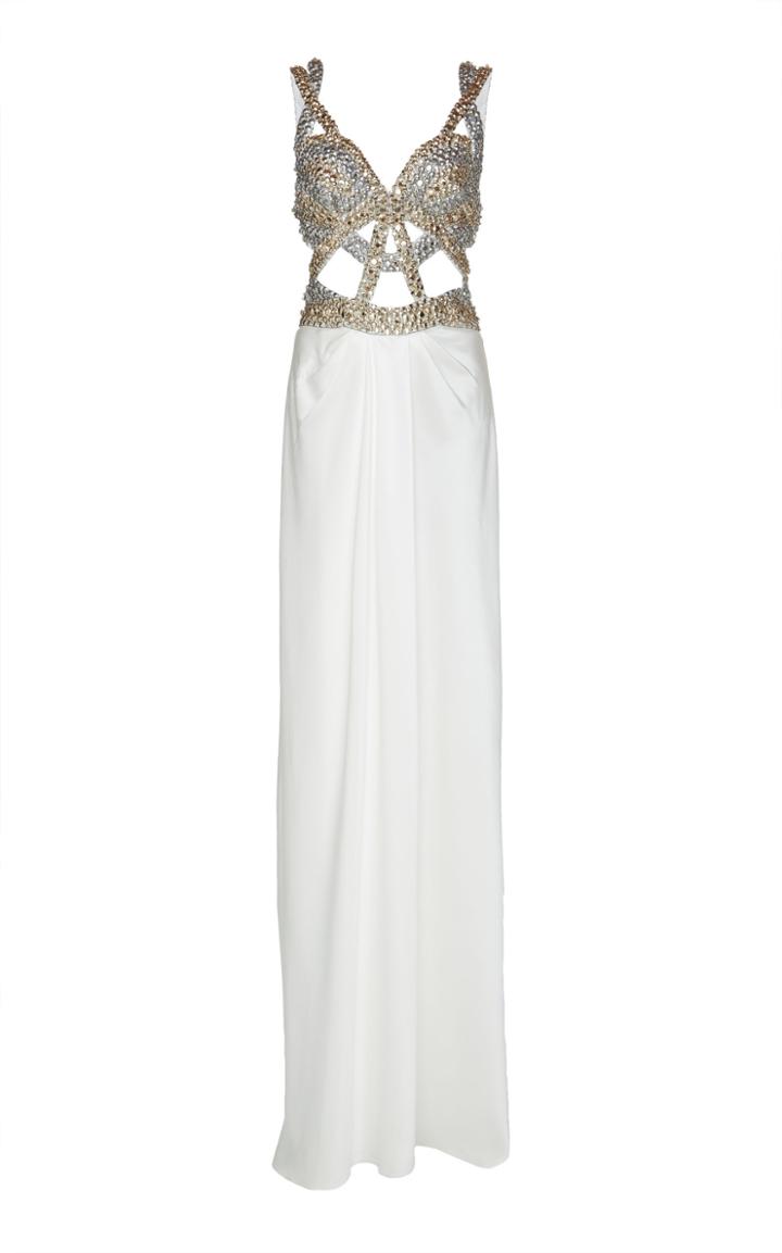 Alberta Ferretti Cutout Embellished Silk Gown