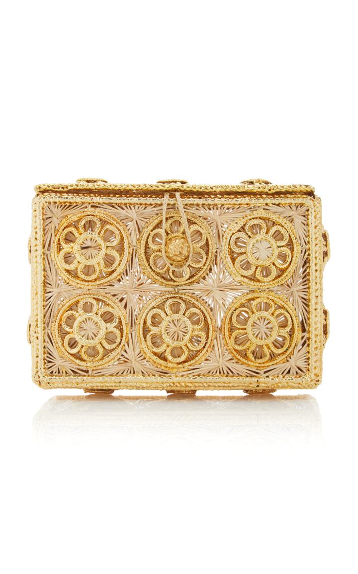 Magnetic Midnight M'o Exclusive Flores Clutch With Gold Threading