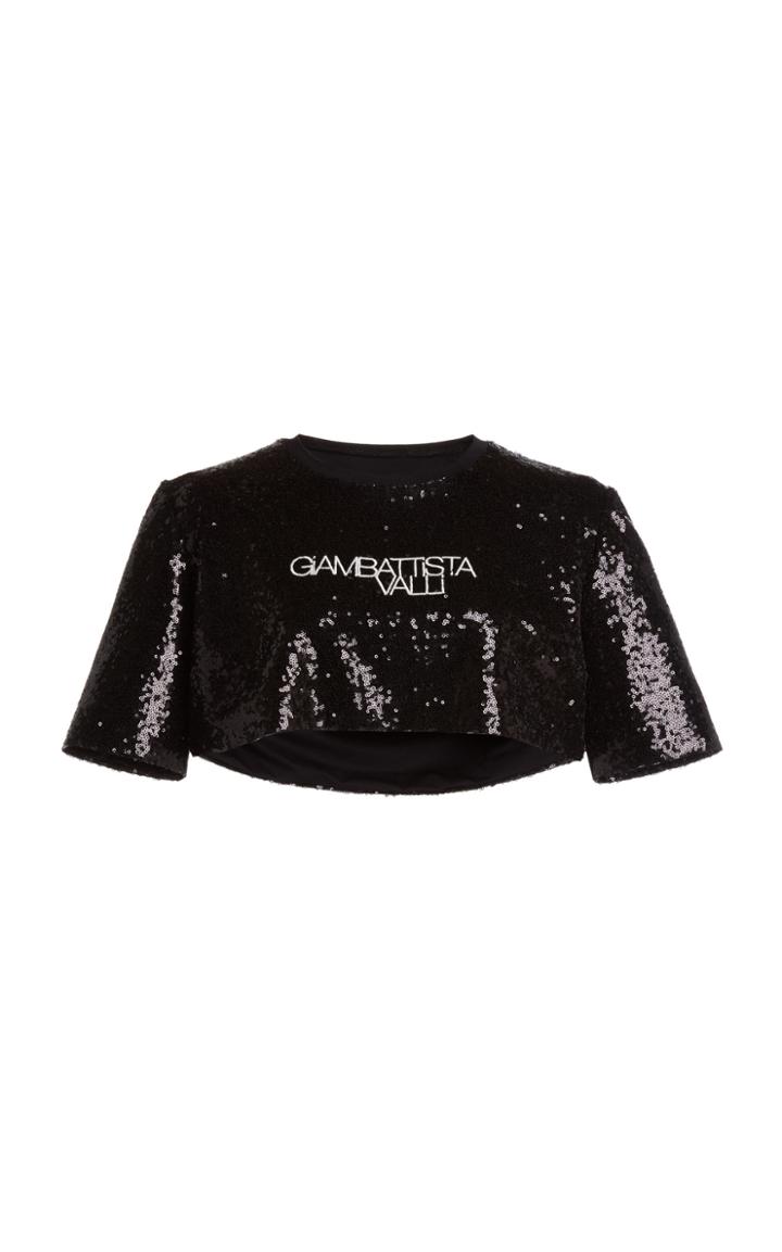 Moda Operandi Giambattista Valli Paillettes Logo Crop Tee
