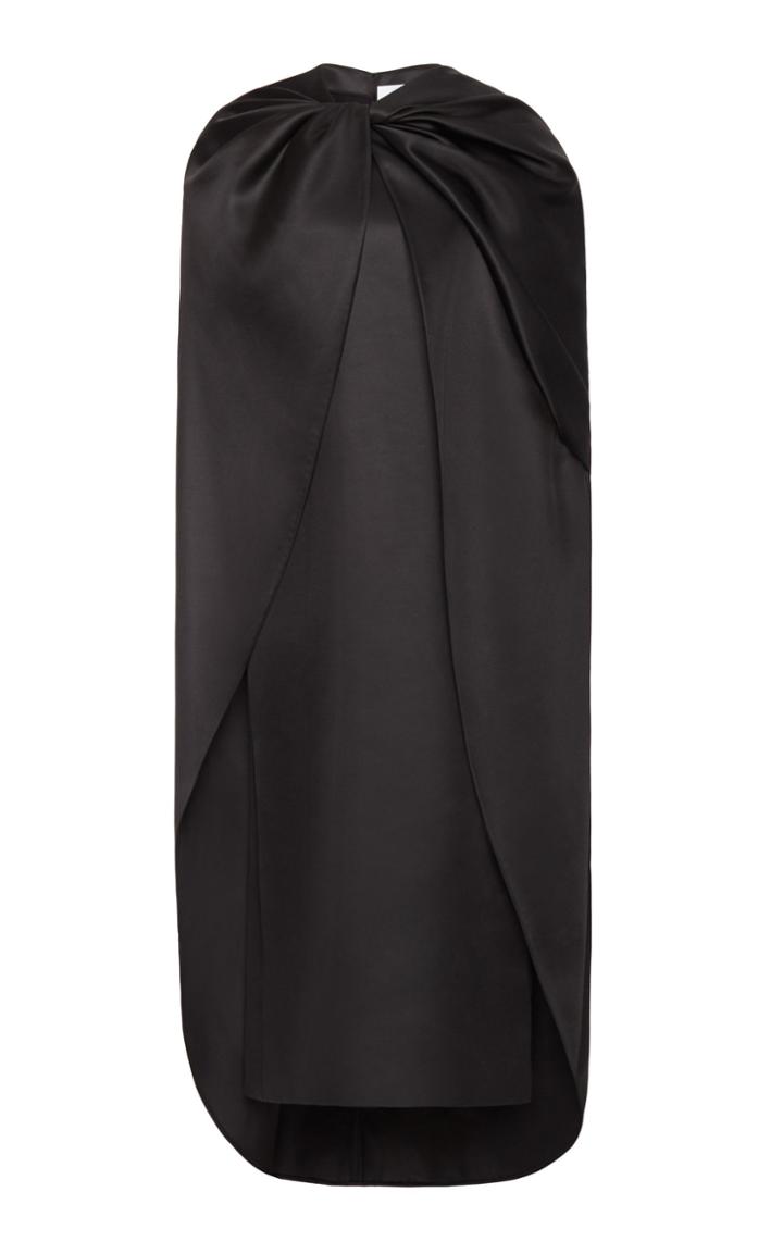 Marina Moscone Twisted Wool Silk Cape Dress