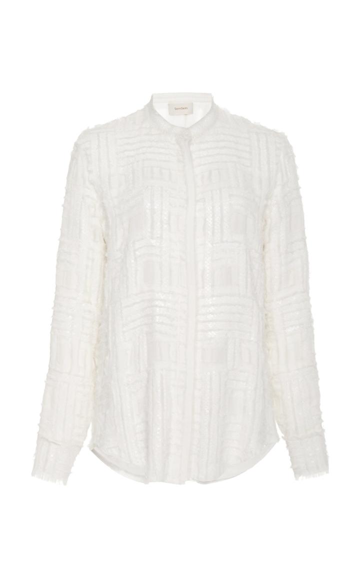 Moda Operandi Semsem Embroidered Silk-chiffon Top Size: 4