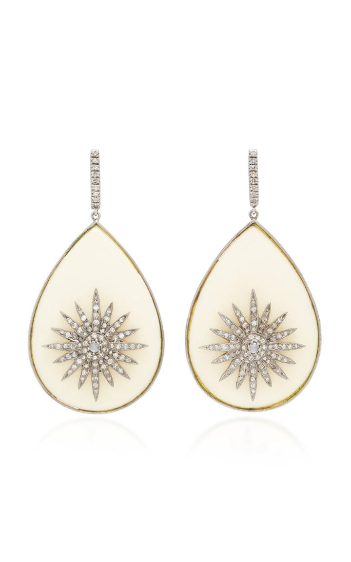 Amrapali 14k Gold Diamond And Bakelite Earrings