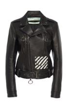 Off-white C/o Virgil Abloh Embroidered Leather Biker Jacket
