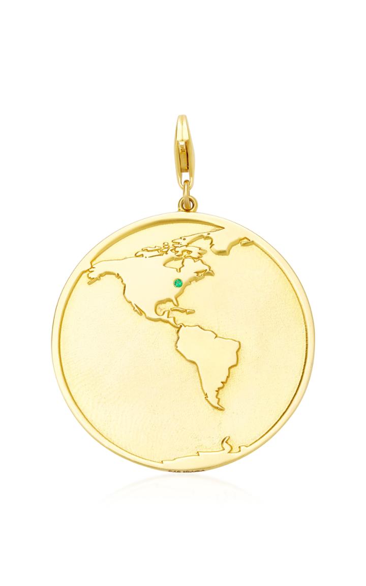 Elena Votsi Cyclos Globe Charm Double Sided With Customizable Gemfields Emeralds