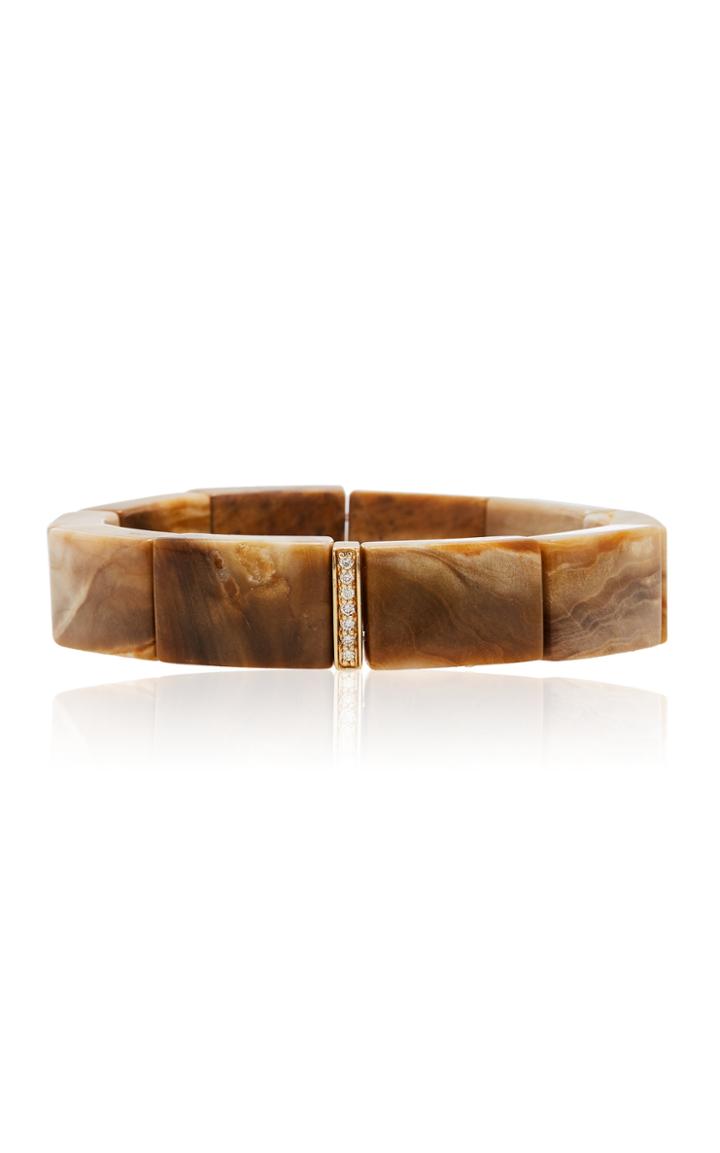 Moda Operandi Sydney Evan 14k Yellow Gold Light Petrified Wood & Diamond Bracelet