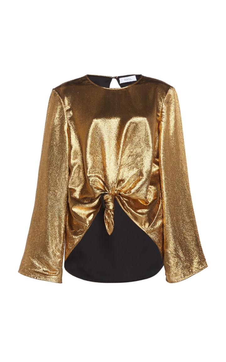 Racil Lou Metallic Silk-blend Knotted Top