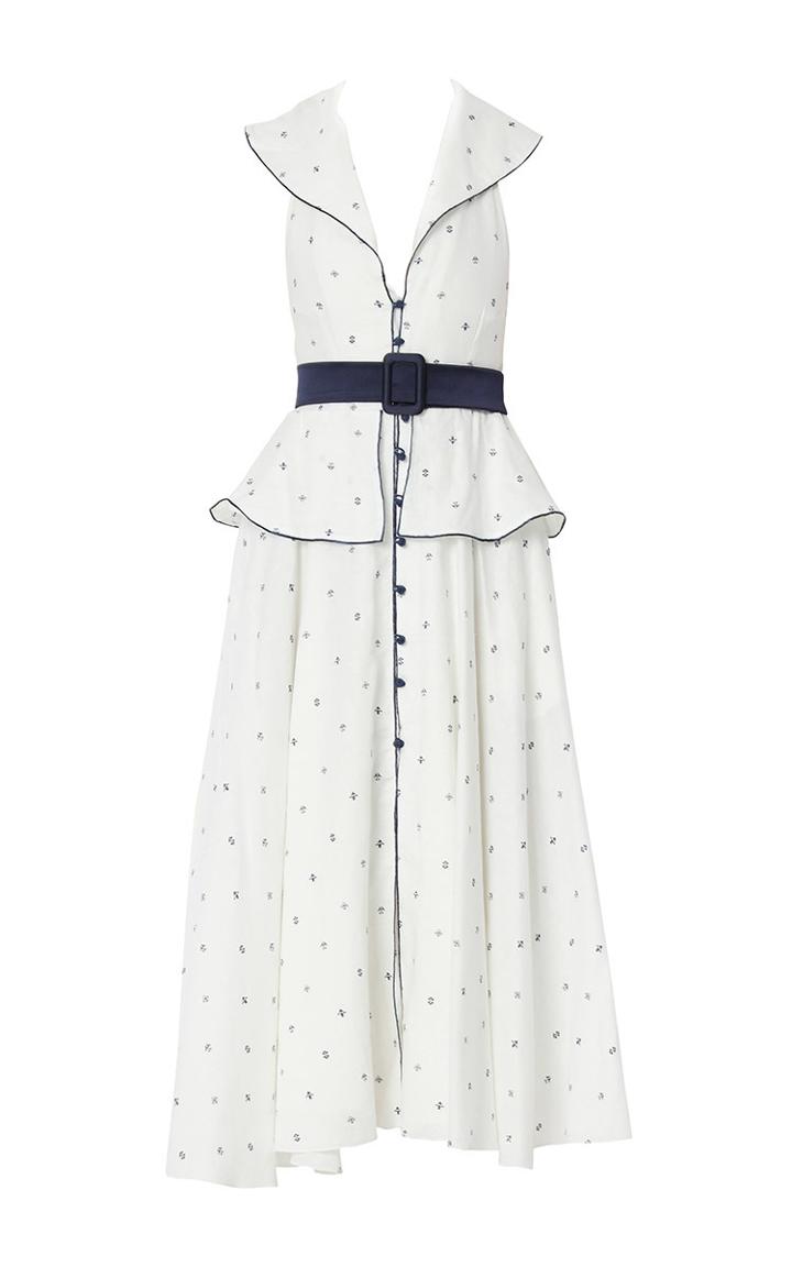 Gl Hrgel Polka Print Peplum Midi Dress