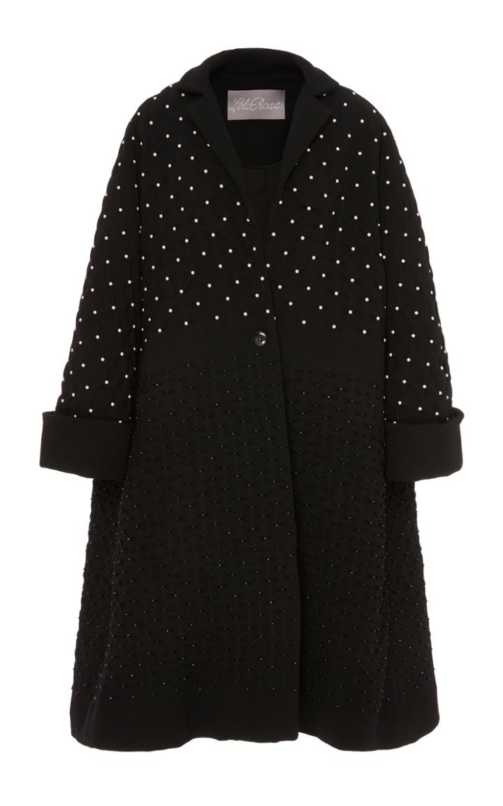 Lela Rose Collared Bead-embellished Wool-blend Coat
