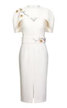 Safiyaa Rosa Cape-effect Embroidered Crepe Midi Dress Size: 34