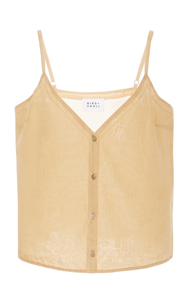 Bird & Knoll Zara Button-front Cotton-silk Voile Camisole
