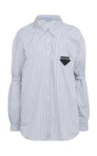 Prada Appliqud Striped Cotton-poplin Shirt