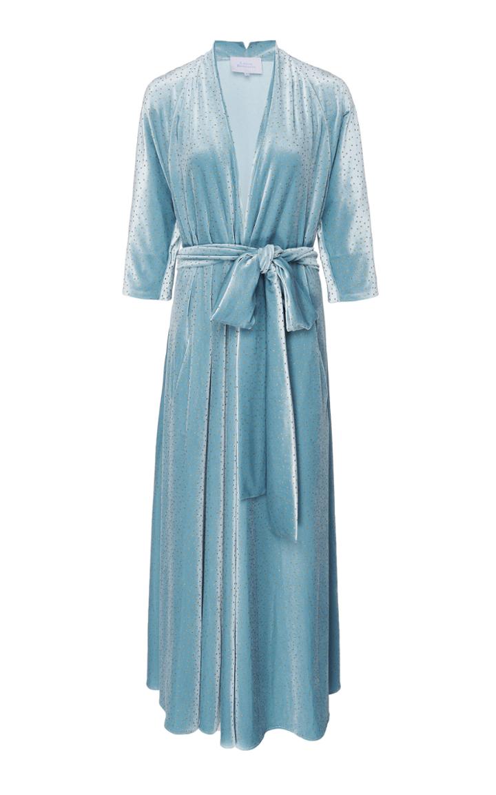 Luisa Beccaria Metallic Speckled Velvet Wrap Dress