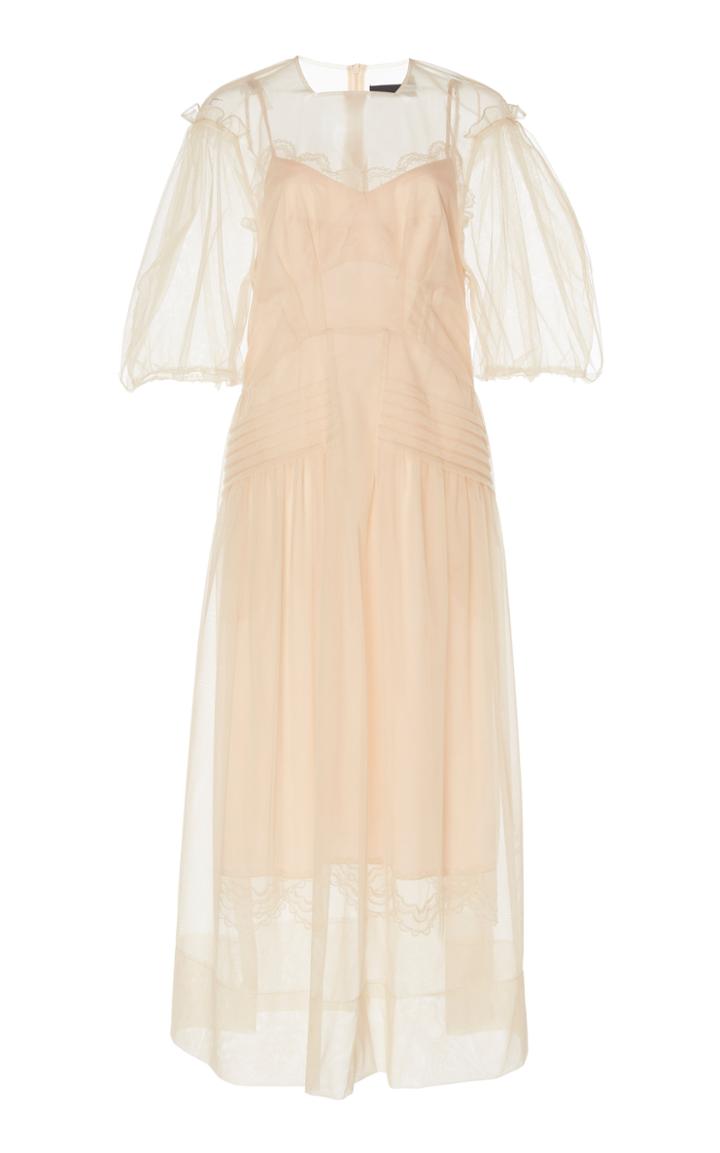 Simone Rocha Pin-tucked Sheer Tulle Dress