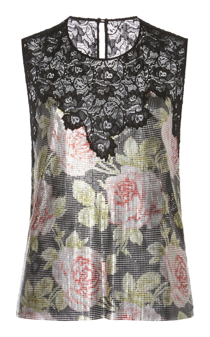 Paco Rabanne Chain-link Lace Back Tank Top