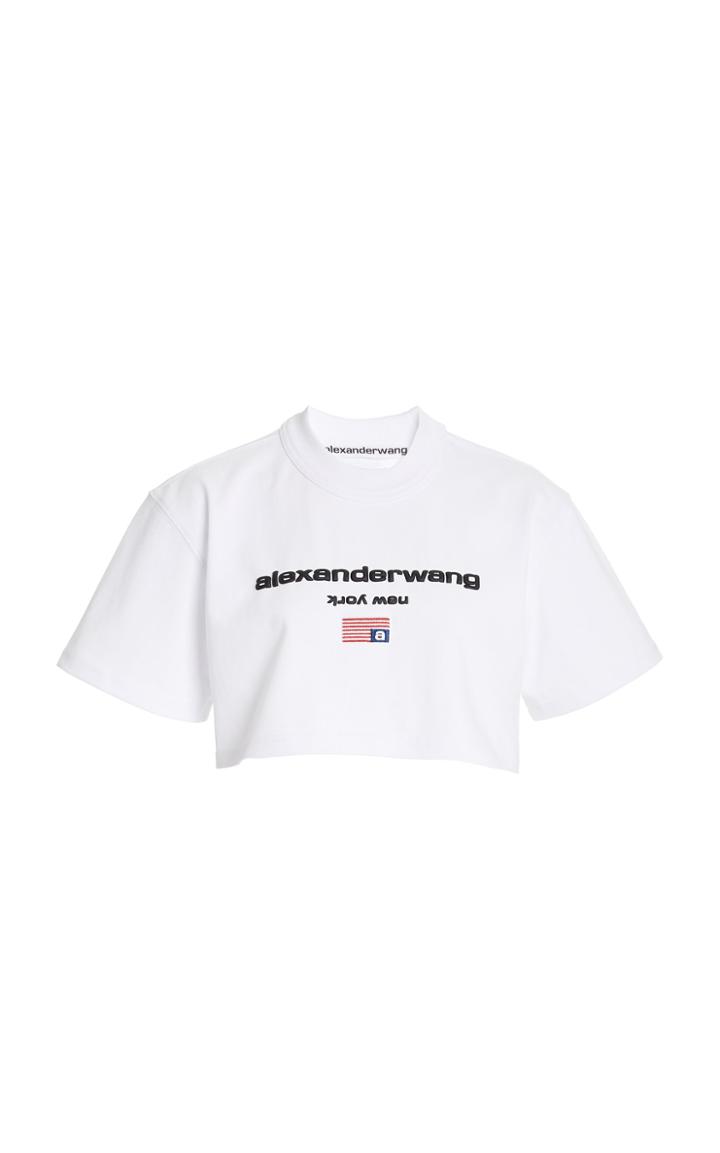 Alexander Wang Logo Cropped Cotton Top