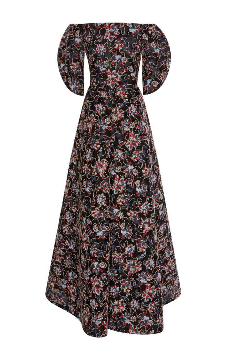 Zac Posen Embroidered Organza Off The Shoulder Gown