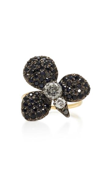 Montse Esteve Oxidized Silver, 18k Gold And Diamond Ring