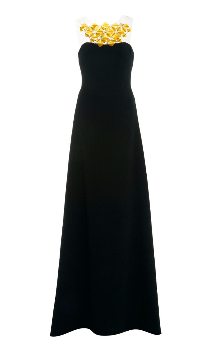 Romona Keveza A Line Gown With Feather Detail