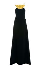 Romona Keveza A Line Gown With Feather Detail