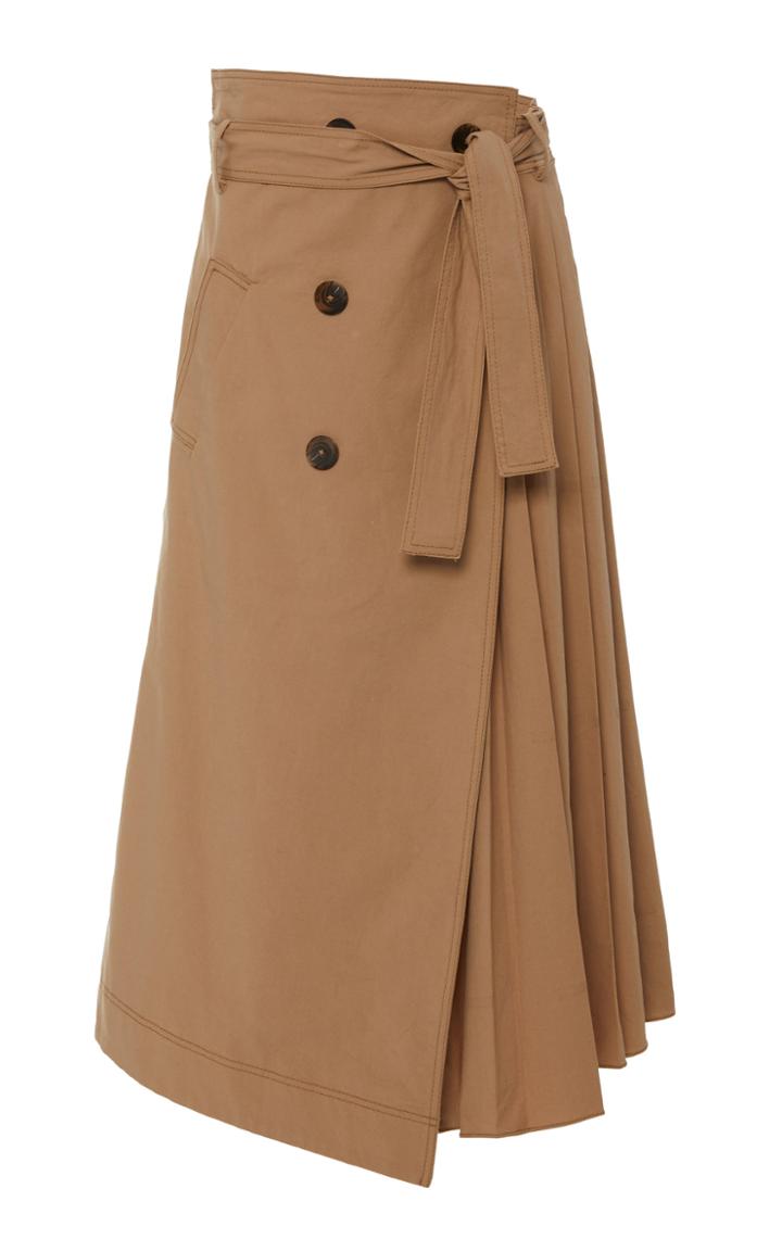 Jonathan Simkhai Malia Pleat-detailed Stretch-cotton Wrap Skirt