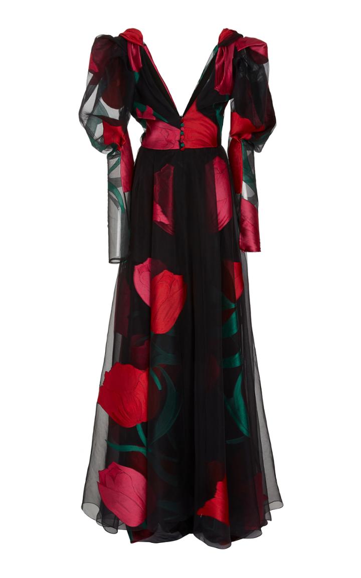 Carolina Herrera V-neck Tulip Gown