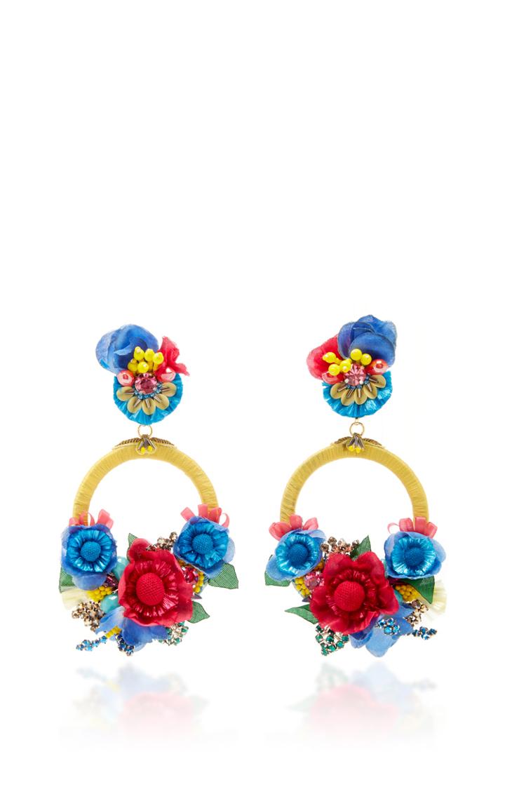 Ranjana Khan Multi Large Floral Drop Earrings