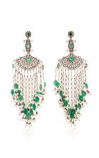 Sanjay Kasliwal Indorussian Pearl And Emerald Fan Earrings