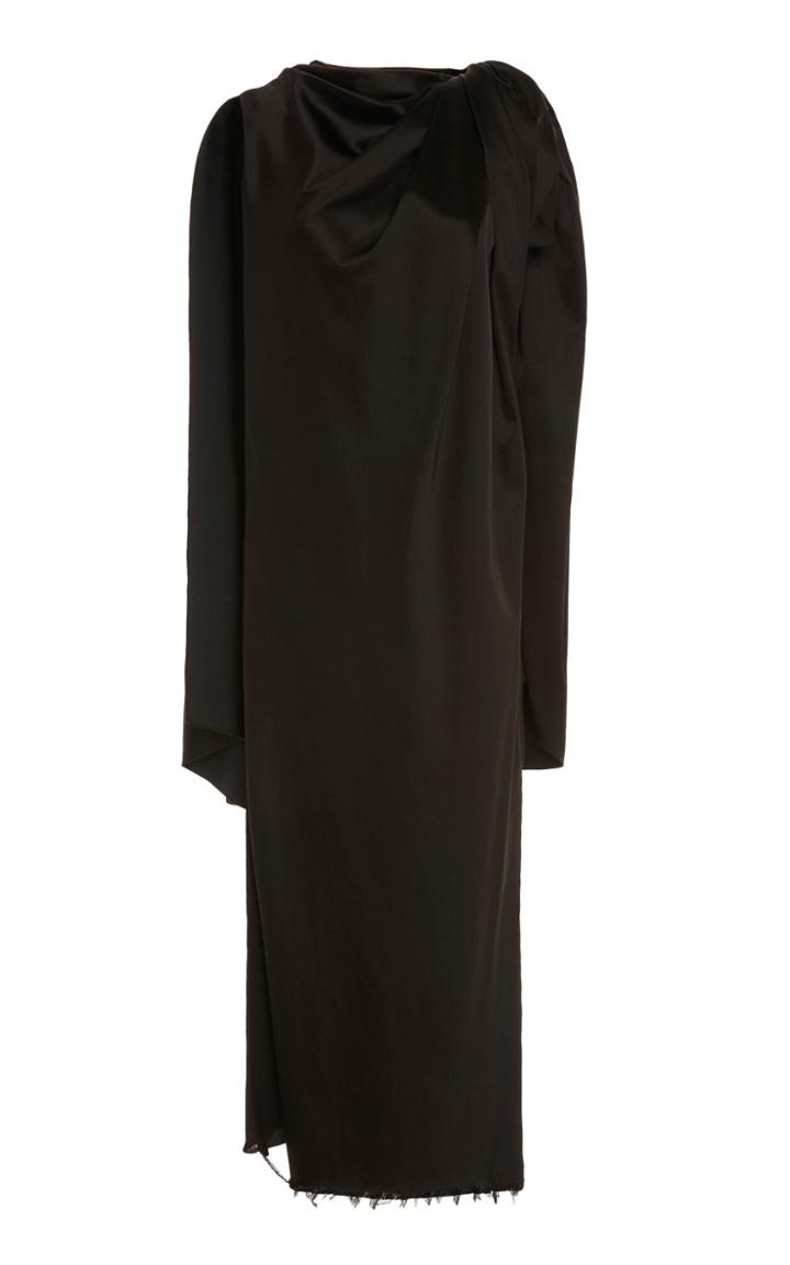 Marina Moscone Satin Cape Dress