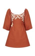 Razan Alazzouni Puff Sleeve Embellished Short Dress