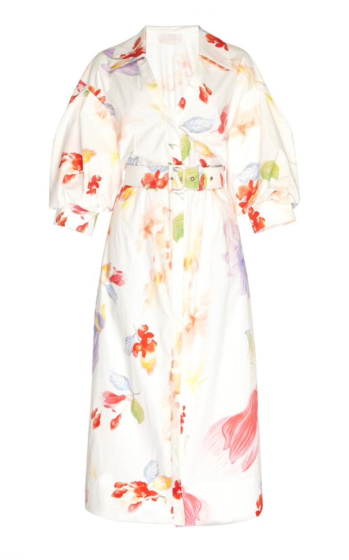 Peter Pilotto Belted Floral Cotton Shirt Dress