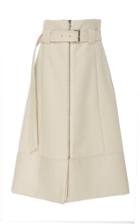 Summa Belted Cotton Blend Zip Front Midi Skirt