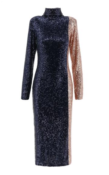 Dima Ayad Two Tone Sequin Midi Dress