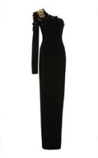 Pamella Roland Black Stretch Crepe One Sleeve Gown