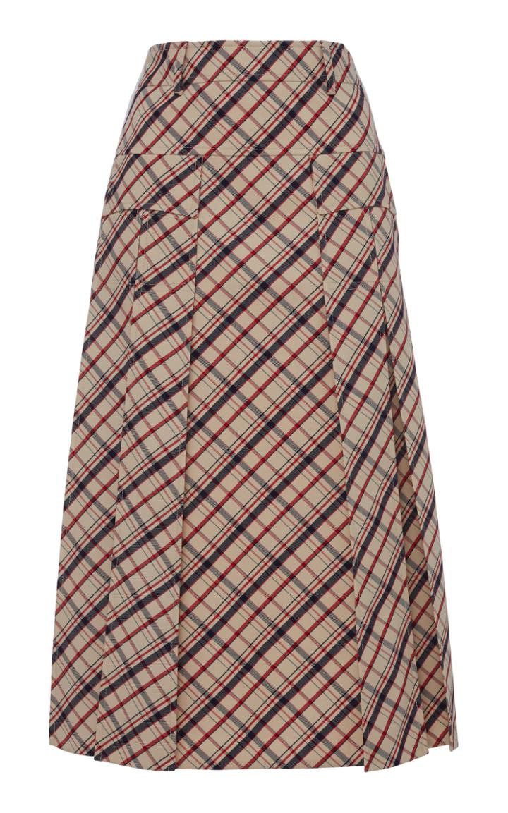 Prada Plaid Wool Midi Skirt