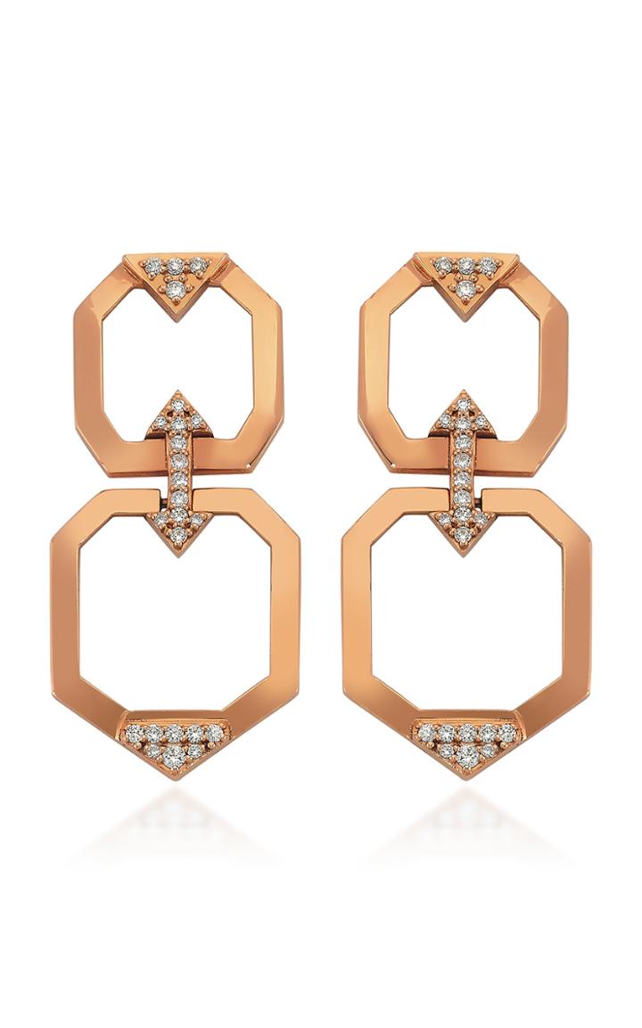 Melis Goral Luna Double 14k Rose Gold Diamond Earrings