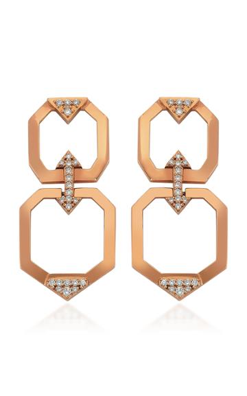 Melis Goral Luna Double 14k Rose Gold Diamond Earrings