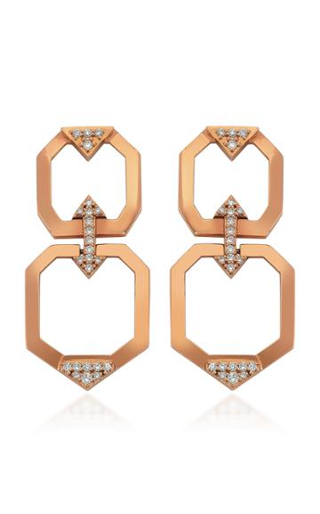 Melis Goral Luna Double 14k Rose Gold Diamond Earrings